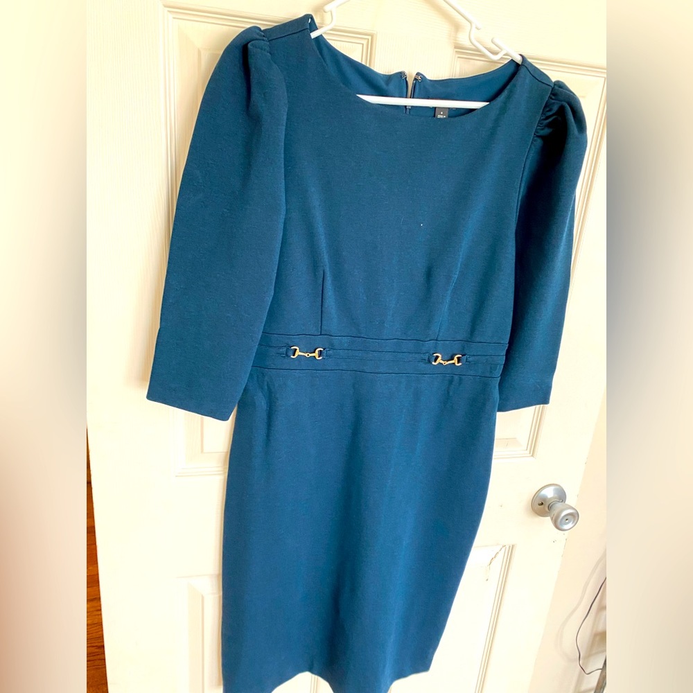 Ann Taylor Dress/ Mock Belt Waistline Small Puff sleeve size 8
